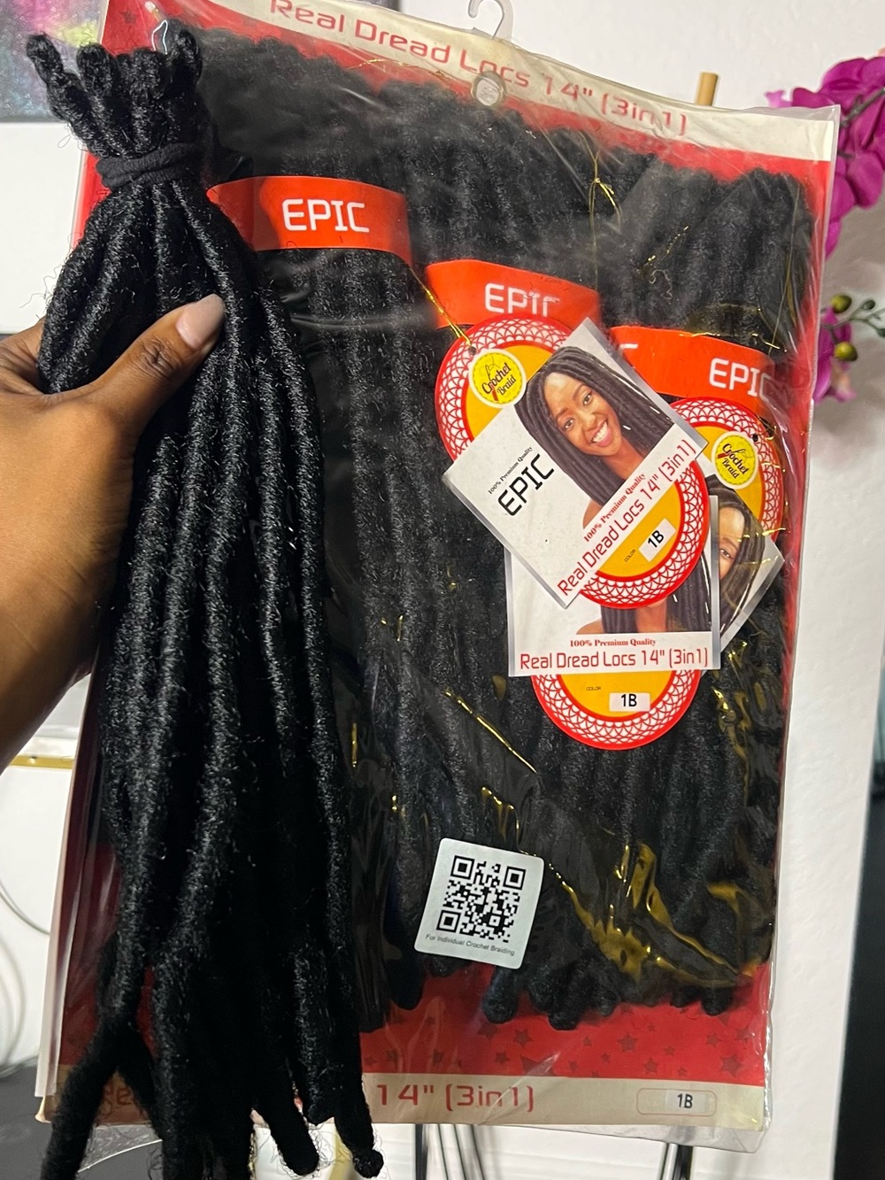 Real Synthetic Dread Locs 14" (3in1) - 1B Natural Black